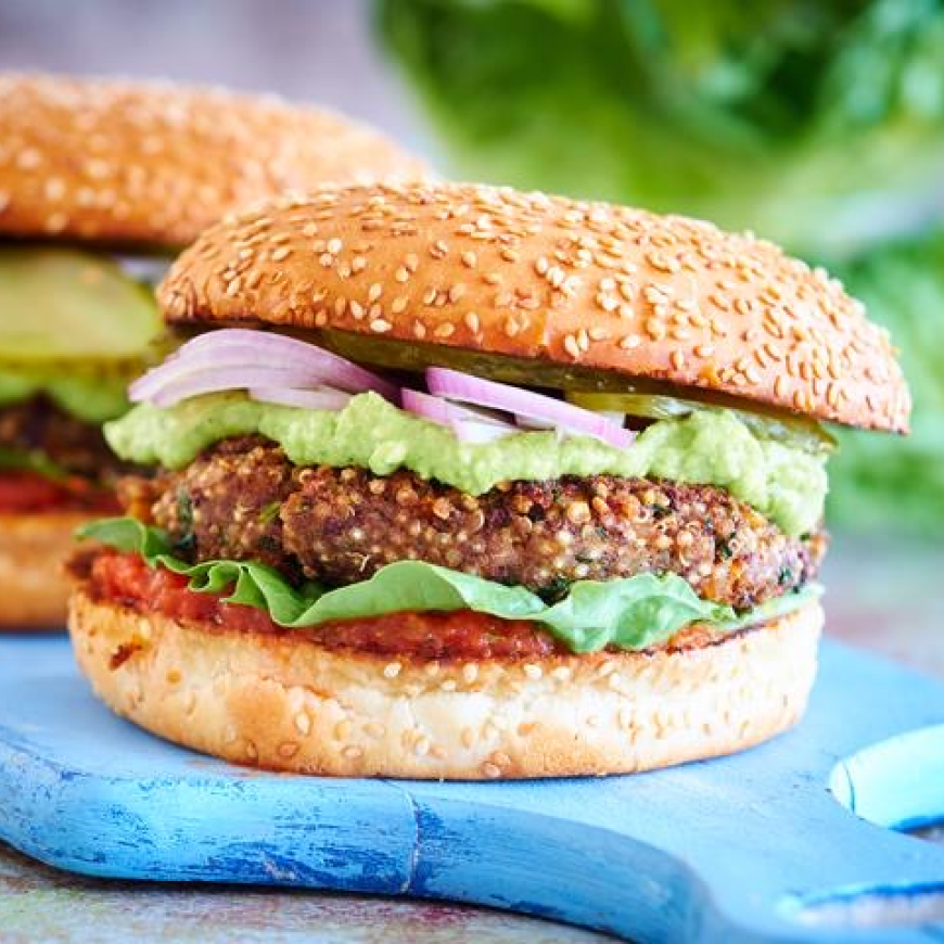 Beyond meat burger with vegetables